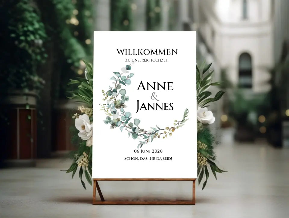 Willkommensposter Hochzeit  | Willkommensschild Hochzeit personalisiert mit Namen Datum | Hochzeitsempfang Schild