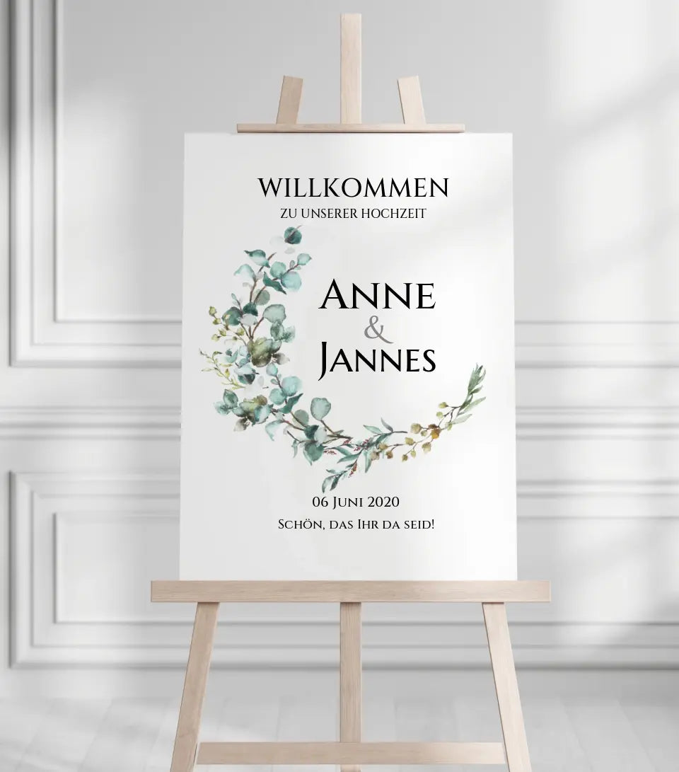 Willkommensposter Hochzeit  | Willkommensschild Hochzeit personalisiert mit Namen Datum | Hochzeitsempfang Schild