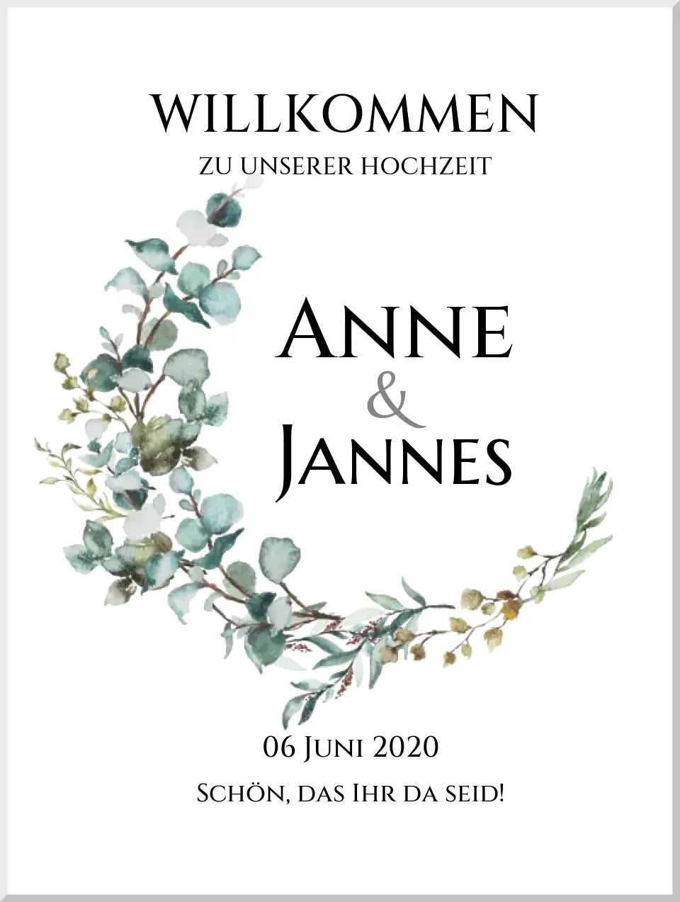 Willkommensposter Hochzeit  | Willkommensschild Hochzeit personalisiert mit Namen Datum | Hochzeitsempfang Schild