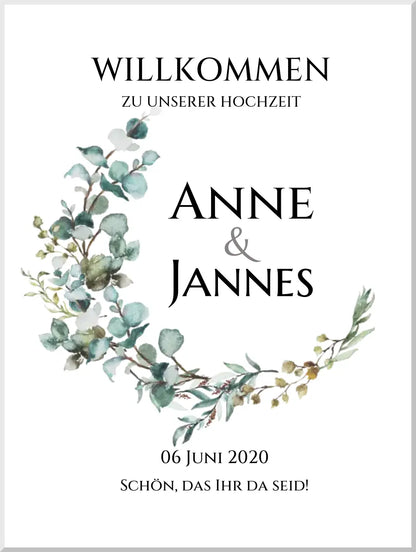 Willkommensposter Hochzeit  | Willkommensschild Hochzeit personalisiert mit Namen Datum | Hochzeitsempfang Schild