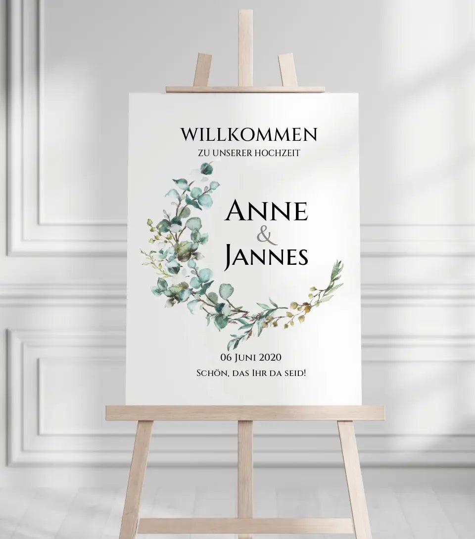 Willkommensposter Hochzeit  | Willkommensschild Hochzeit personalisiert mit Namen Datum | Hochzeitsempfang Schild