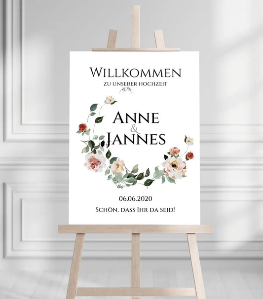 Willkommensposter Hochzeit  | Willkommensschild Hochzeit personalisiert mit Namen Datum | Hochzeitsempfang Schild