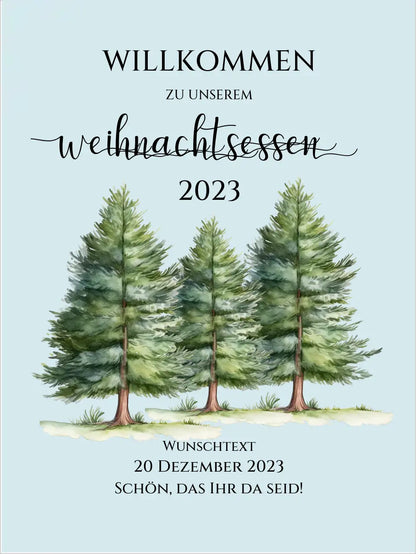 Weihnachtsschild Willkommen mit Tannenbäumen | Weihnachtsposter | Willkommensschild Weihnachten | Einladung Weihnachten Weihnachtsessen