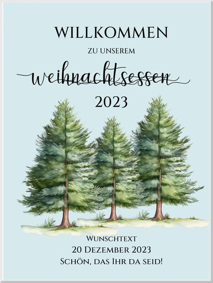 Weihnachtsschild Willkommen mit Tannenbäumen | Weihnachtsposter | Willkommensschild Weihnachten | Einladung Weihnachten Weihnachtsessen