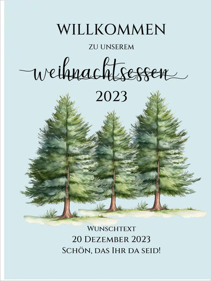 Weihnachtsschild Willkommen mit Tannenbäumen | Weihnachtsposter | Willkommensschild Weihnachten | Einladung Weihnachten Weihnachtsessen