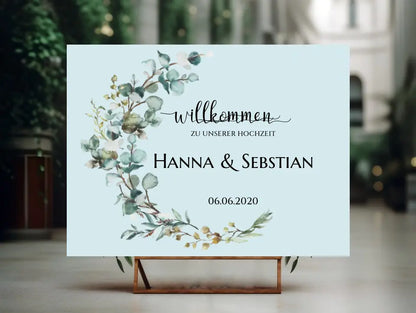 Willkommensposter Hochzeit  | Willkommensschild Hochzeit personalisiert mit Namen Datum | Empfang Schild Hochzeit