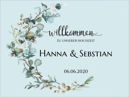 Willkommensposter Hochzeit  | Willkommensschild Hochzeit personalisiert mit Namen Datum | Empfang Schild Hochzeit