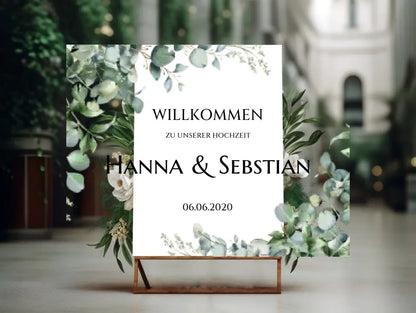 Willkommensposter Hochzeit  | Willkommensschild Hochzeit personalisiert mit Namen Datum | Empfang Schild Hochzeit