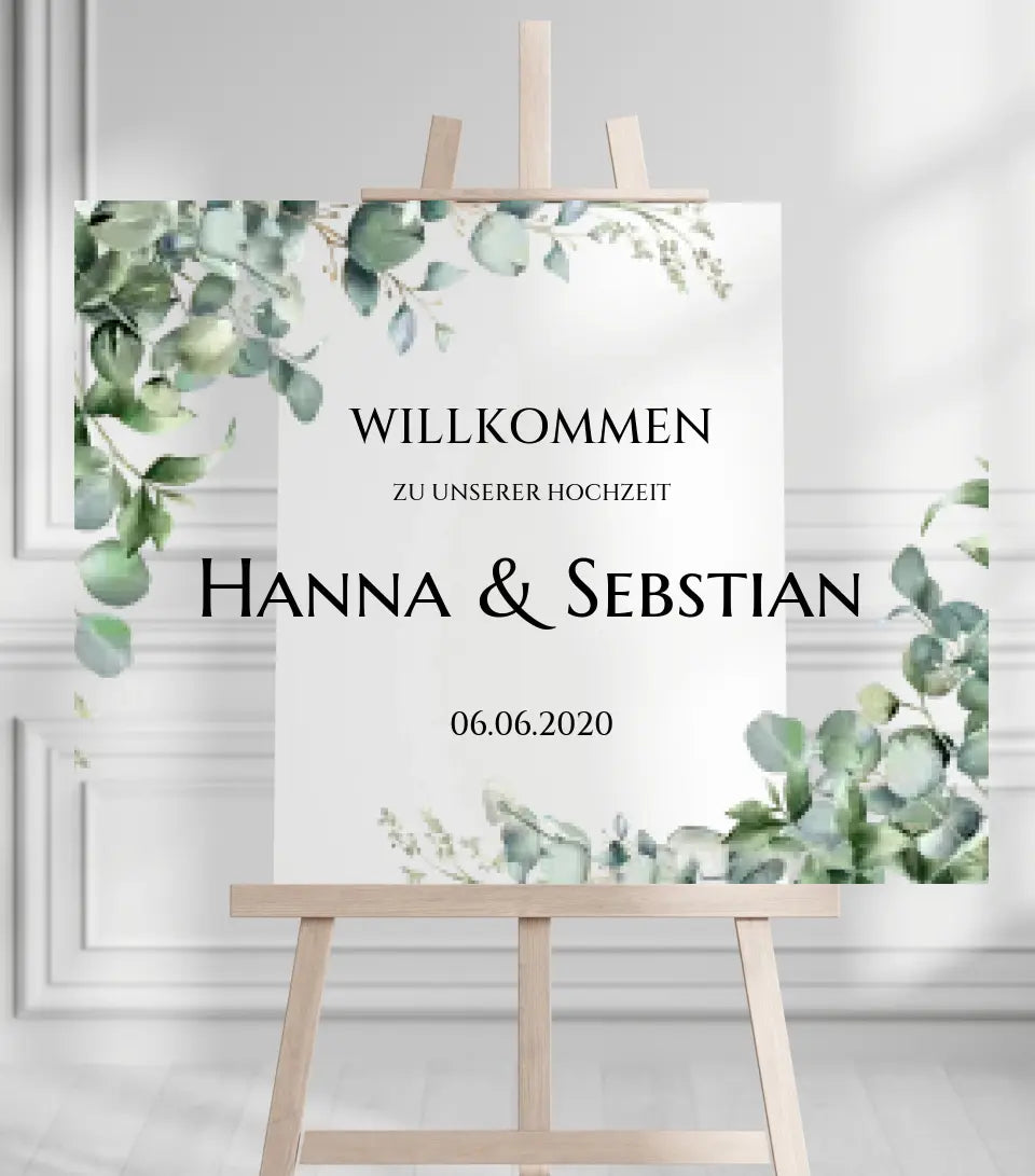 Willkommensposter Hochzeit  | Willkommensschild Hochzeit personalisiert mit Namen Datum | Empfang Schild Hochzeit