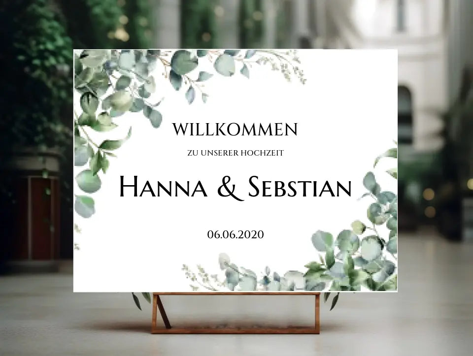 Willkommensposter Hochzeit  | Willkommensschild Hochzeit personalisiert mit Namen Datum | Empfang Schild Hochzeit