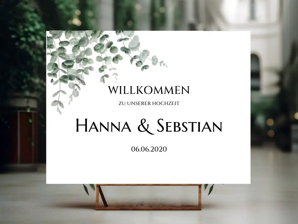 Willkommensposter Hochzeit  | Willkommensschild Hochzeit personalisiert mit Namen Datum | Empfang Schild Hochzeit