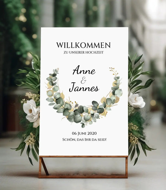 Willkommensposter Hochzeit  | Willkommensschild Hochzeit personalisiert mit Namen Datum | Empfang Schild Hochzeit