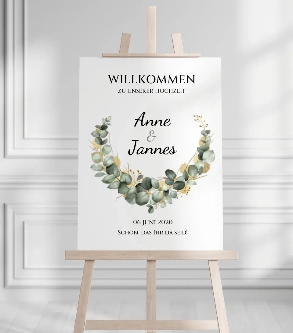 Willkommensposter Hochzeit  | Willkommensschild Hochzeit personalisiert mit Namen Datum | Empfang Schild Hochzeit