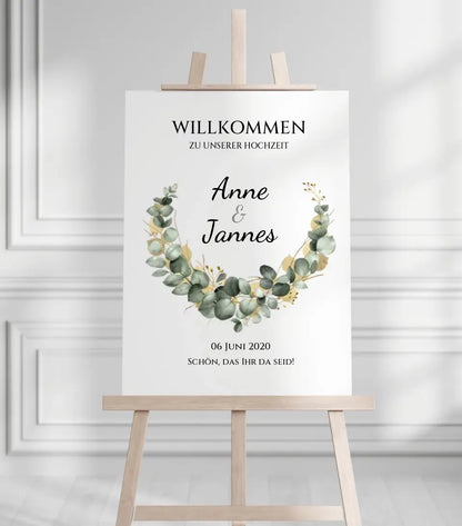 Willkommensposter Hochzeit  | Willkommensschild Hochzeit personalisiert mit Namen Datum | Empfang Schild Hochzeit