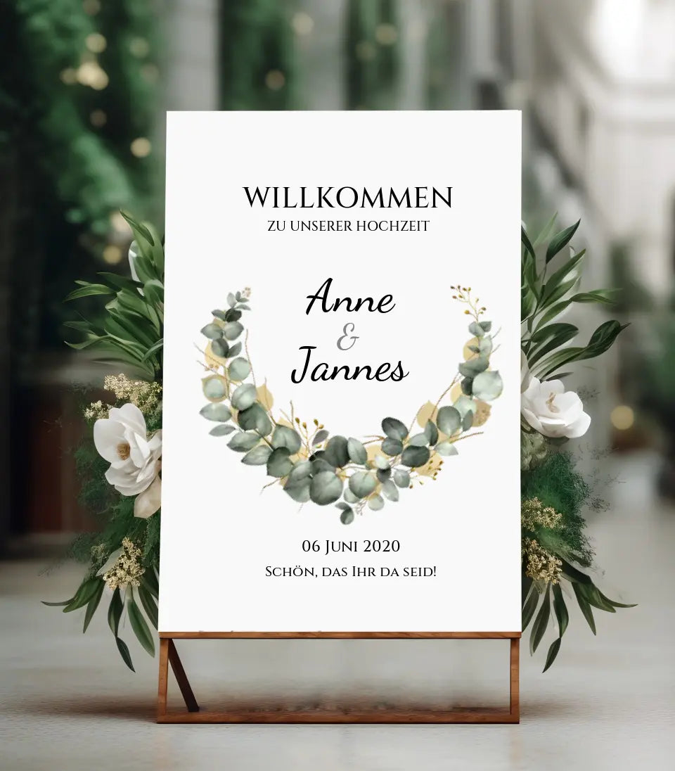 Willkommensposter Hochzeit  | Willkommensschild Hochzeit personalisiert mit Namen Datum | Empfang Schild Hochzeit