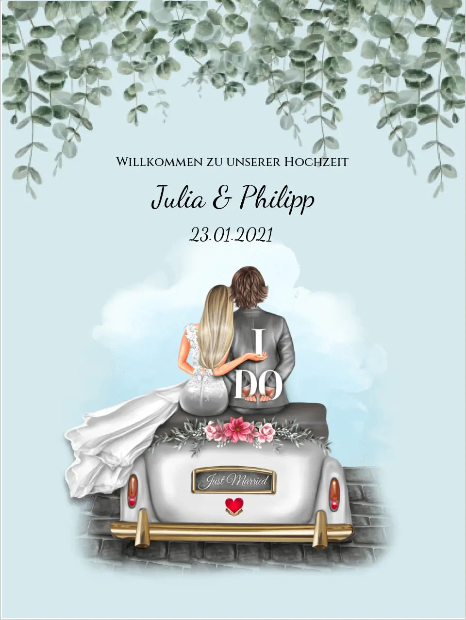 Willkommensposter Hochzeit  | Willkommensschild Hochzeit personalisiert | Hochzeitsempfang Tafel