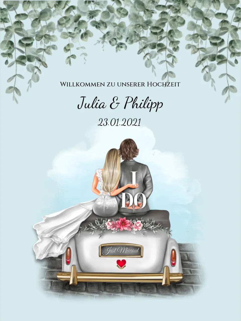 Willkommensposter Hochzeit  | Willkommensschild Hochzeit personalisiert | Hochzeitsempfang Tafel