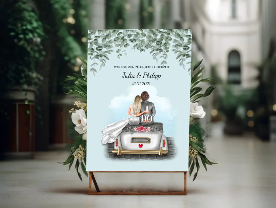 Willkommensposter Hochzeit  | Willkommensschild Hochzeit personalisiert | Hochzeitsempfang Tafel