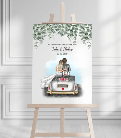 Willkommensposter Hochzeit  | Willkommensschild Hochzeit personalisiert | Hochzeitsempfang Tafel