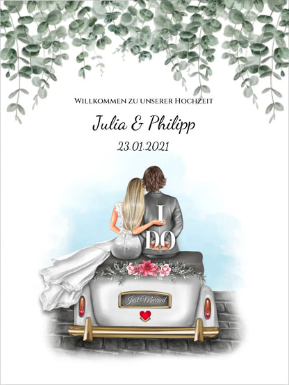 Willkommensposter Hochzeit  | Willkommensschild Hochzeit personalisiert | Hochzeitsempfang Tafel
