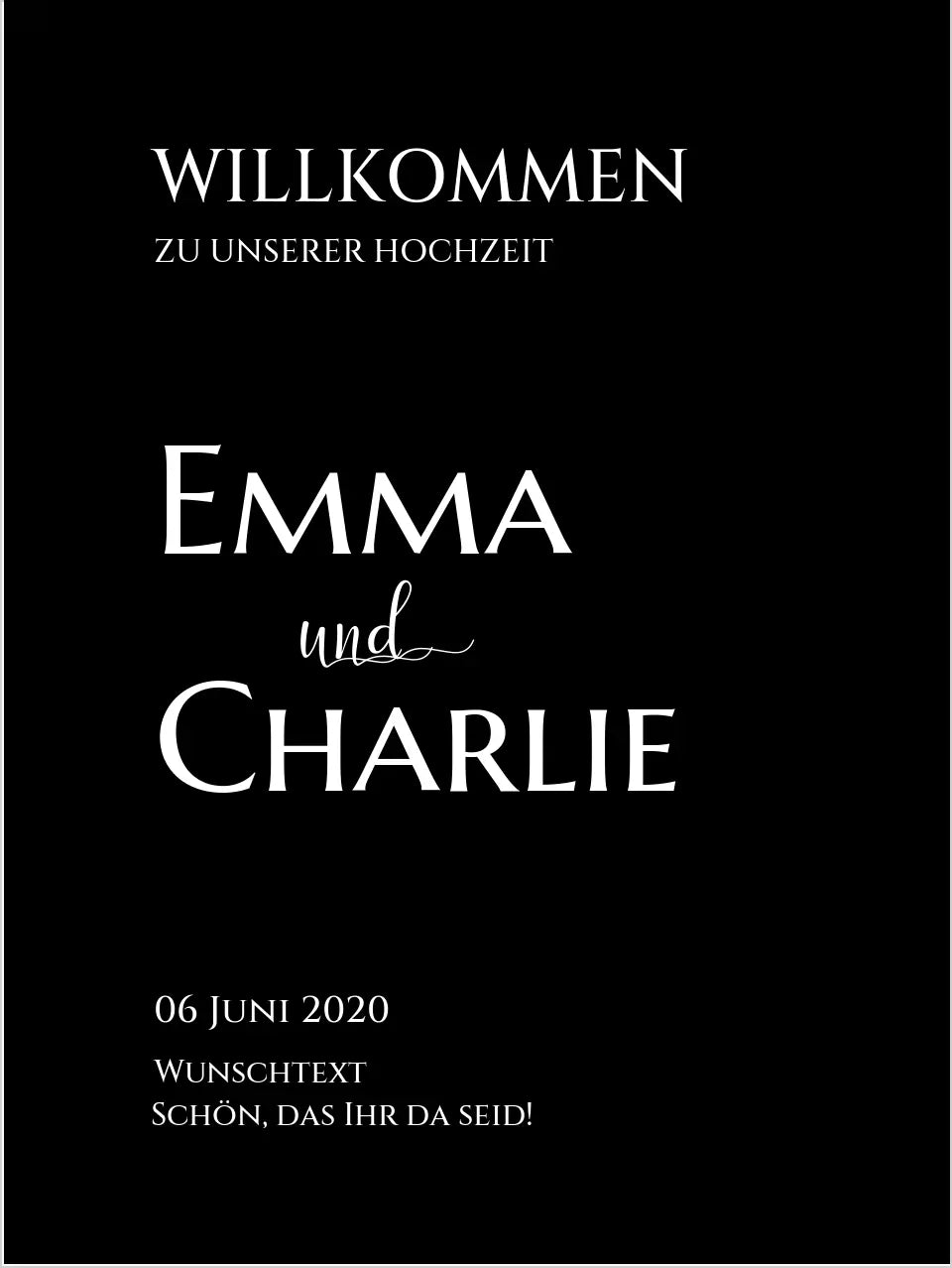 Willkommensposter Hochzeit  | Willkommensschild Hochzeit personalisiert | Hochzeitsempfang Tafel