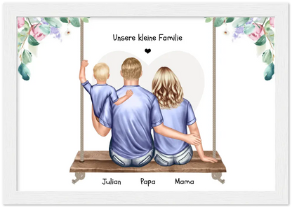 Familienbild mit 1 und 2 Kindern - Geschenk Papa -Geschenk Mama Muttertag - Geschenk Vatertag - Muttertagsgeschenk - Papa Vatertagsgeschenk