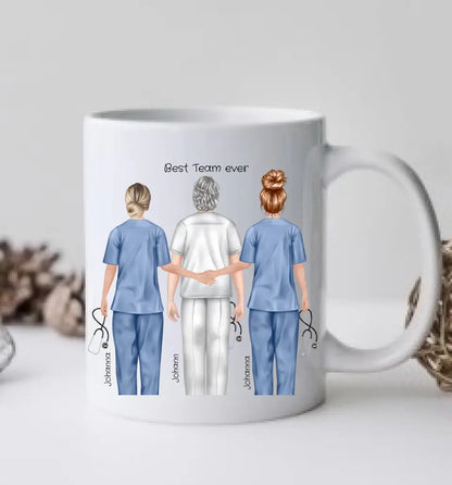 3 Beste Krankenschwester/ Pfleger Team Tasse, Personalisierter Kaffeebecher, Geschenk Kollegin, Tassendruck, Pflegerin, Ärztin, Arzt