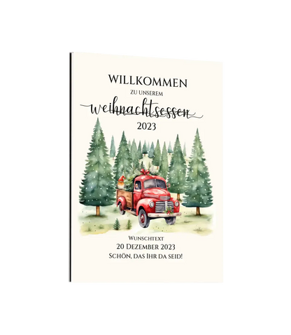 Weihnachtsschild Willkommen mit Tannenbäumen | Weihnachtsposter | Willkommensschild Weihnachten | Einladung Weihnachten | Weihnachten Einladung