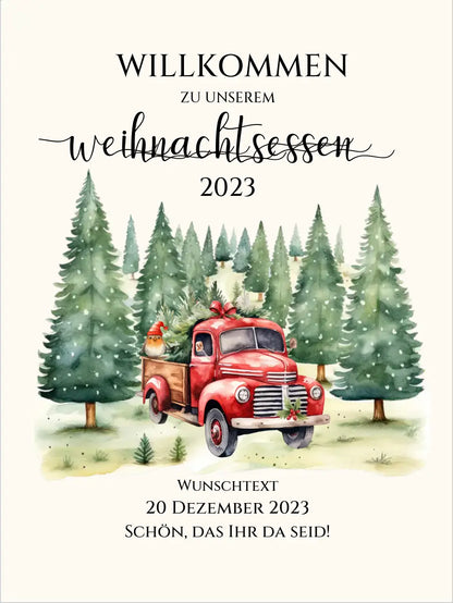 Weihnachtsschild Willkommen mit Tannenbäumen | Weihnachtsposter | Willkommensschild Weihnachten | Einladung Weihnachten | Weihnachten Einladung