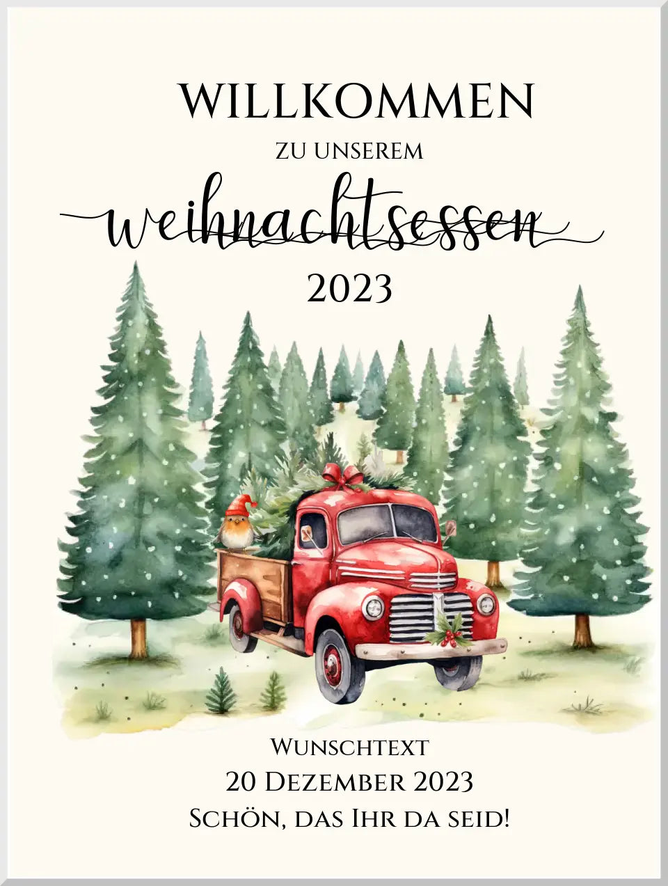 Weihnachtsschild Willkommen mit Tannenbäumen | Weihnachtsposter | Willkommensschild Weihnachten | Einladung Weihnachten | Weihnachten Einladung