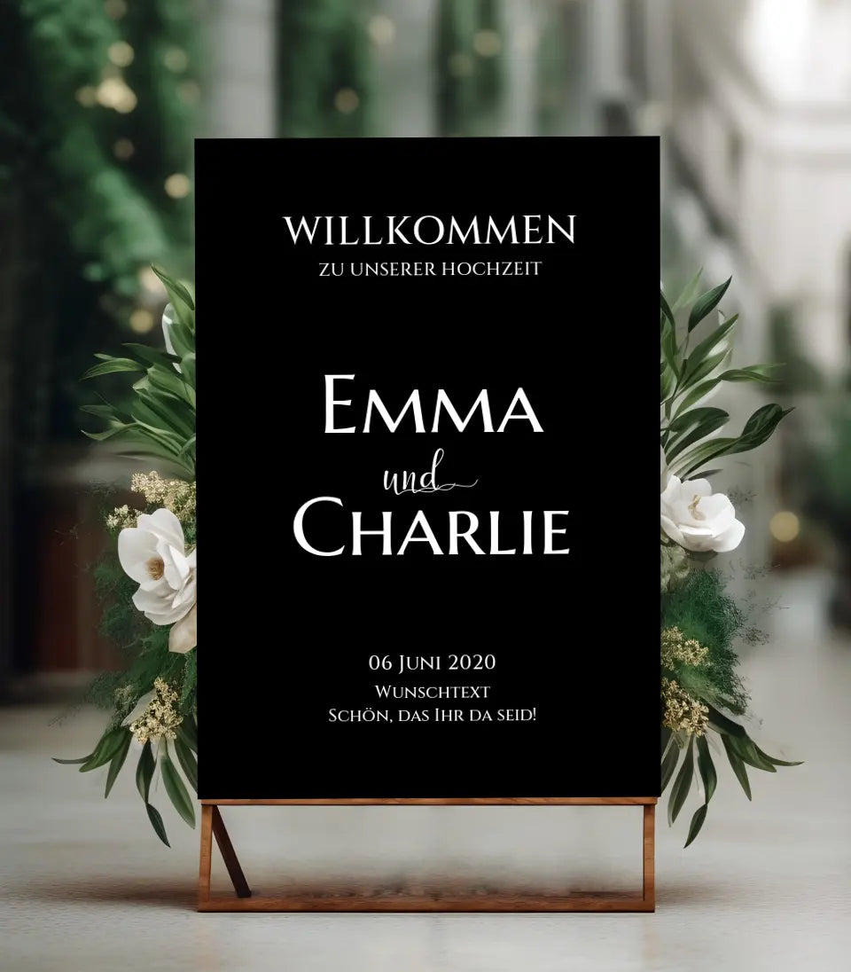 Willkommensposter Hochzeit  | Willkommensschild Hochzeit personalisiert | Hochzeitsempfang Tafel WKH