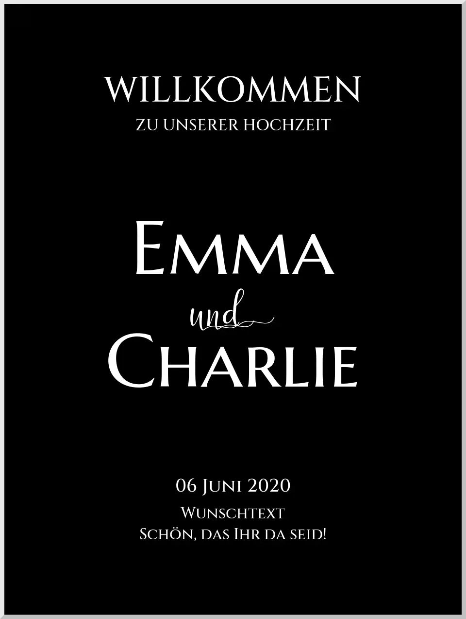 Willkommensposter Hochzeit  | Willkommensschild Hochzeit personalisiert | Hochzeitsempfang Tafel WKH