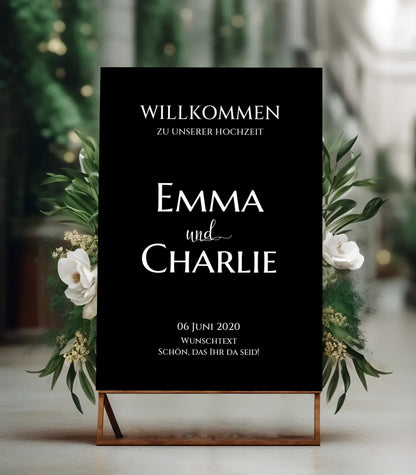 Willkommensposter Hochzeit  | Willkommensschild Hochzeit personalisiert | Hochzeitsempfang Tafel WKH