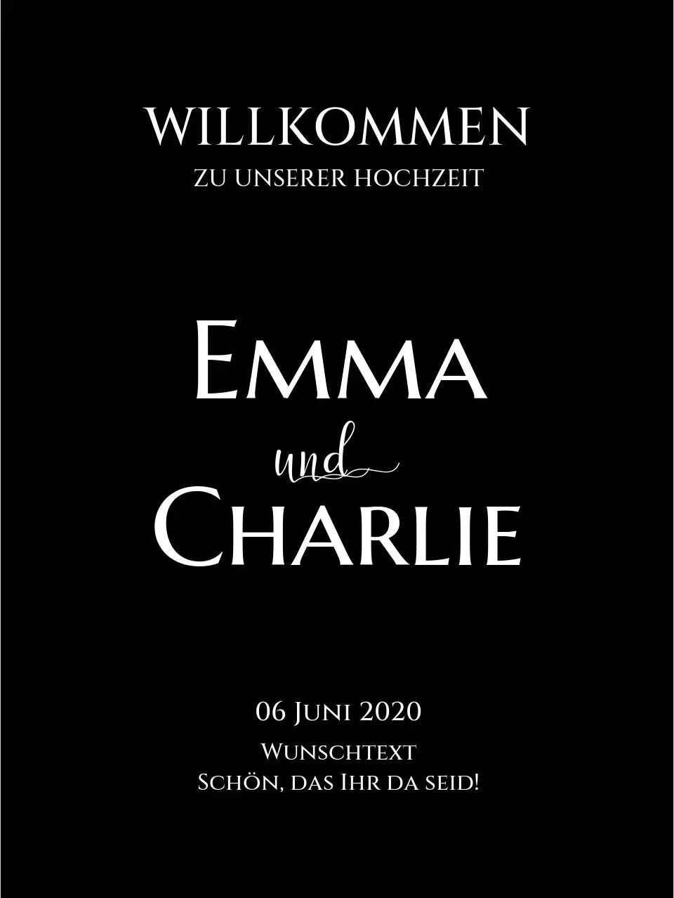 Willkommensposter Hochzeit  | Willkommensschild Hochzeit personalisiert | Hochzeitsempfang Tafel WKH