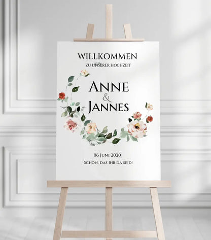 Willkommensposter Hochzeit  | Willkommensschild Hochzeit personalisiert mit Namen Datum | Hochzeitsempfang Schild