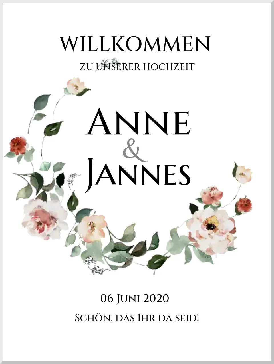 Willkommensposter Hochzeit  | Willkommensschild Hochzeit personalisiert mit Namen Datum | Hochzeitsempfang Schild