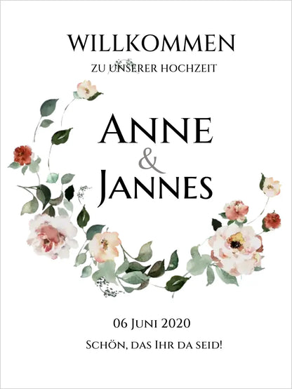 Willkommensposter Hochzeit  | Willkommensschild Hochzeit personalisiert mit Namen Datum | Hochzeitsempfang Schild