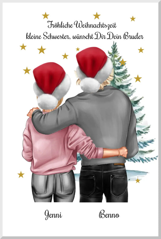 Weihnachtsgeschenk Geschenk für Bruder Schwester personalisiertes Geschwister Poster