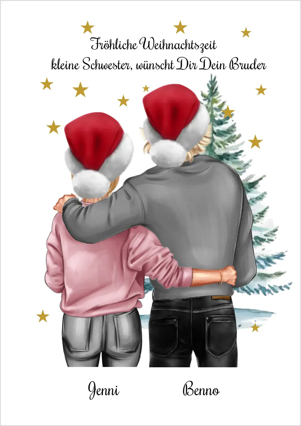 Weihnachtsgeschenk Geschenk für Bruder Schwester personalisiertes Geschwister Poster