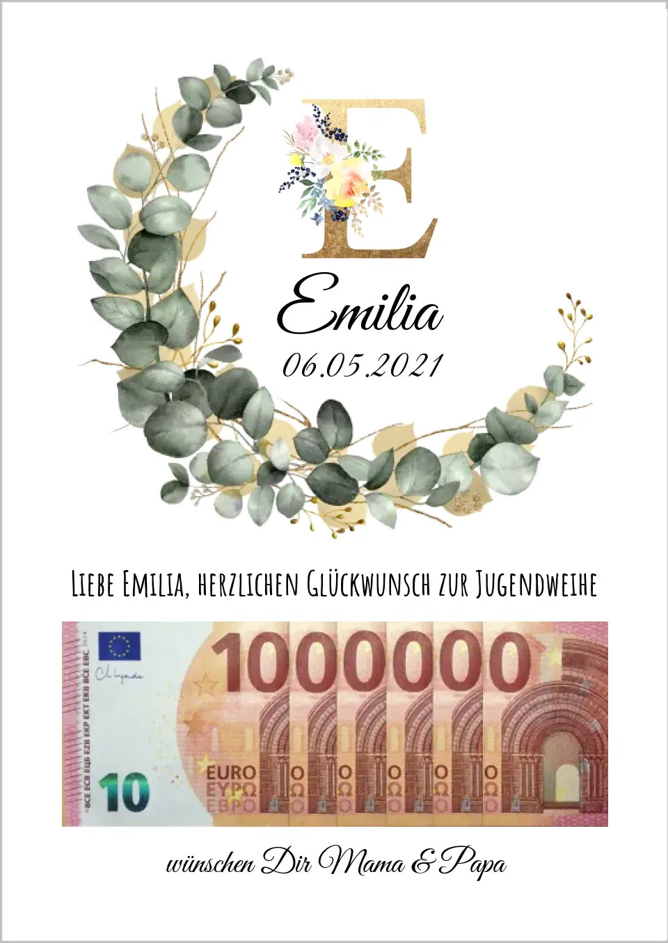 Personalisiertes Geschenk, Geldgeschenk zum Geburtstag, Jugendweihe, Kommunion, Konfirmation, Geburtstagsgeschenk 1. Million