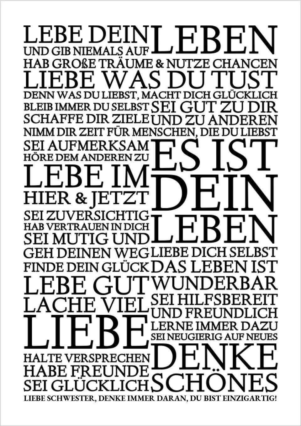 ZEITRAUM-KUNSTDRUCK, LEBE DEIN LEBEN, Sprücheposter mit Personalisierung