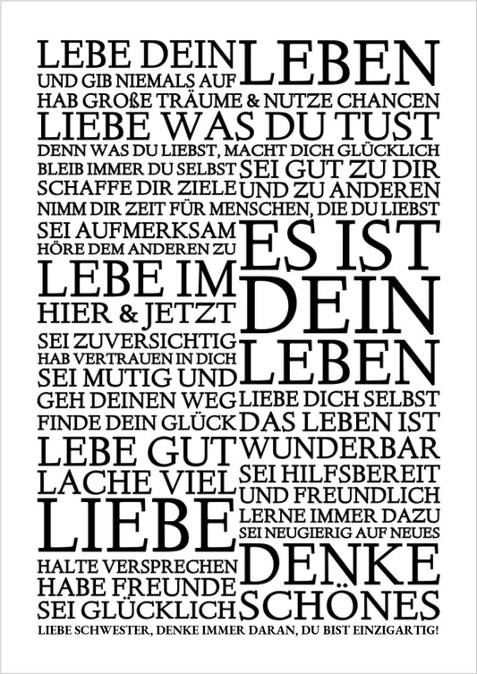 ZEITRAUM-KUNSTDRUCK, LEBE DEIN LEBEN, Sprücheposter mit Personalisierung