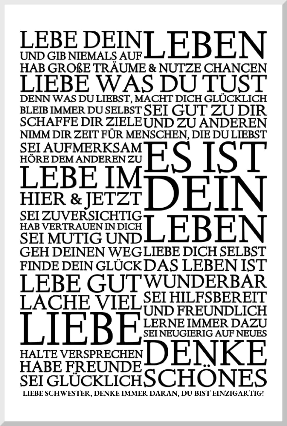 ZEITRAUM-KUNSTDRUCK, LEBE DEIN LEBEN, Sprücheposter mit Personalisierung