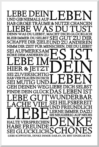 ZEITRAUM-KUNSTDRUCK, LEBE DEIN LEBEN, Sprücheposter mit Personalisierung