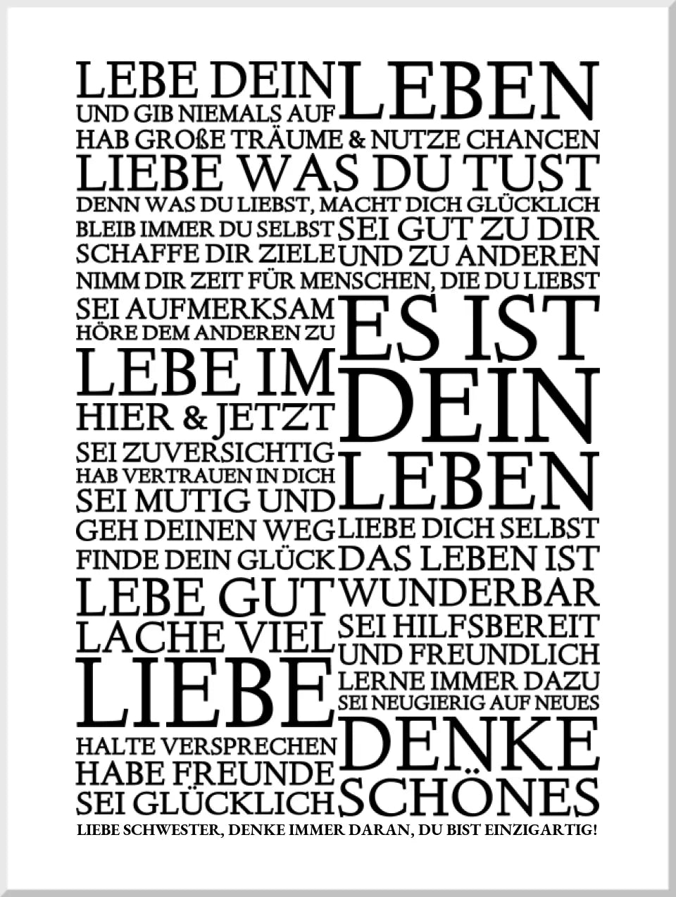 ZEITRAUM-KUNSTDRUCK, LEBE DEIN LEBEN, Sprücheposter mit Personalisierung