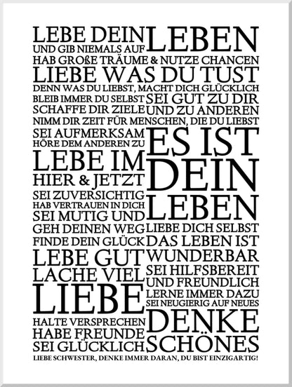 ZEITRAUM-KUNSTDRUCK, LEBE DEIN LEBEN, Sprücheposter mit Personalisierung