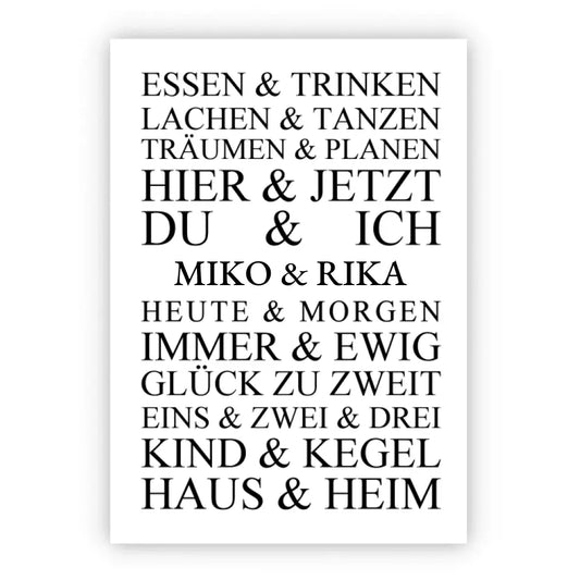 Zeitraum-Kunstdruck -Hochzeitsgeschenk personalisiertes Hochzeitsposter. Geschenk Hochzeit