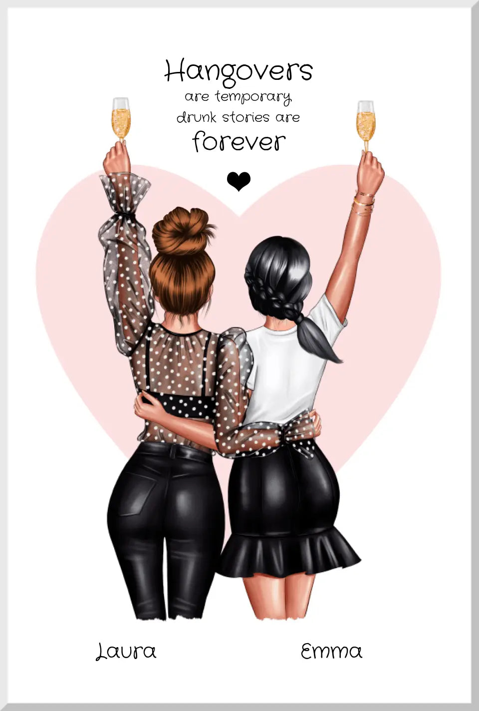 2 beste Freundinnen Poster personalisiertes Geschenk mit Spruch - Freundin Bild Geburtstag Geschenkidee - Geschenk Schwester