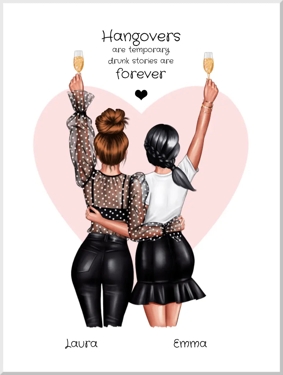 2 beste Freundinnen Poster personalisiertes Geschenk mit Spruch - Freundin Bild Geburtstag Geschenkidee - Geschenk Schwester