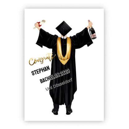 Abschlussgeschenk personalisiertes gerahmtes Poster Geschenk Bachelor - Geschenk Master - Geschenk Abitur - Schulabschluss Männer